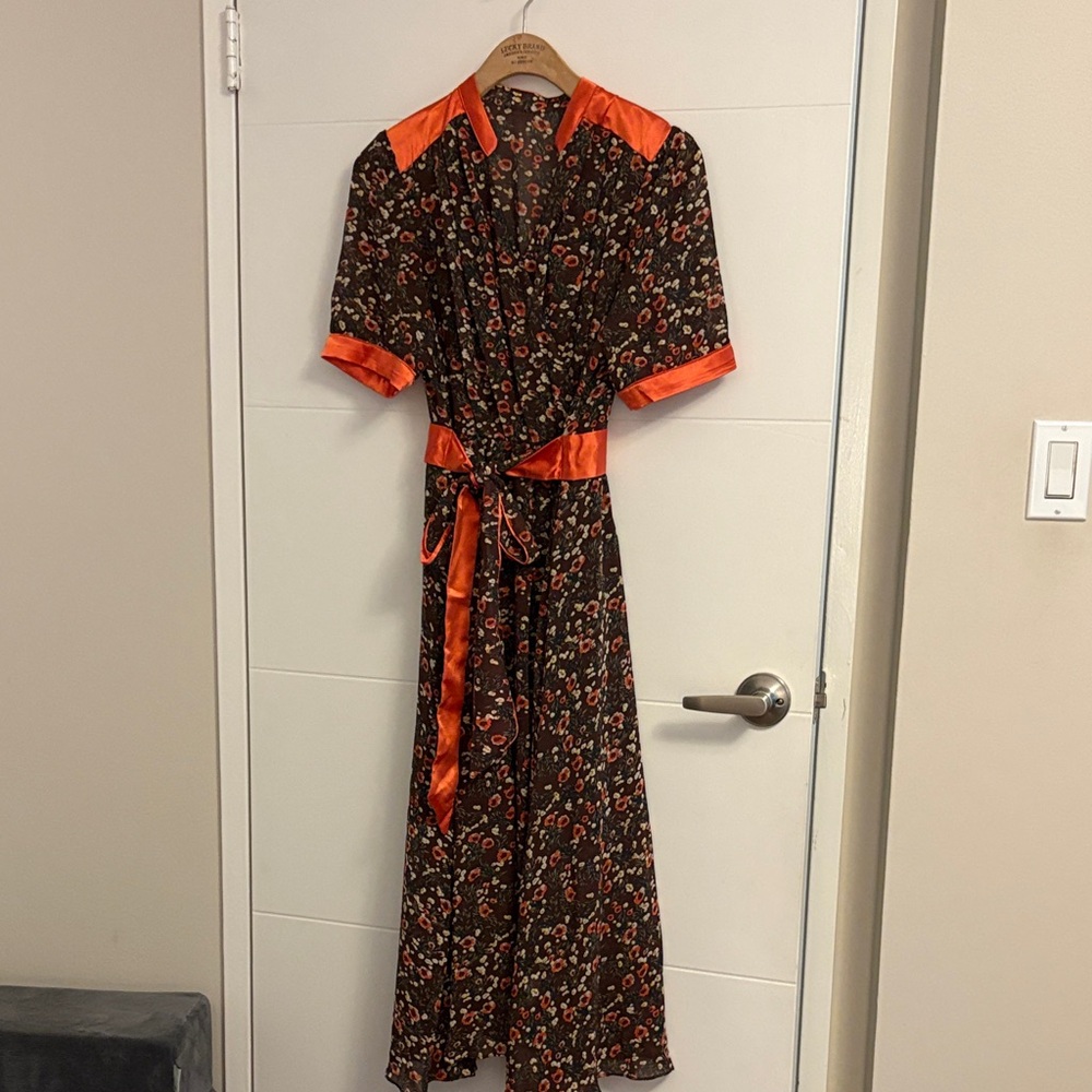 Floral Black and Orange Women's Dress